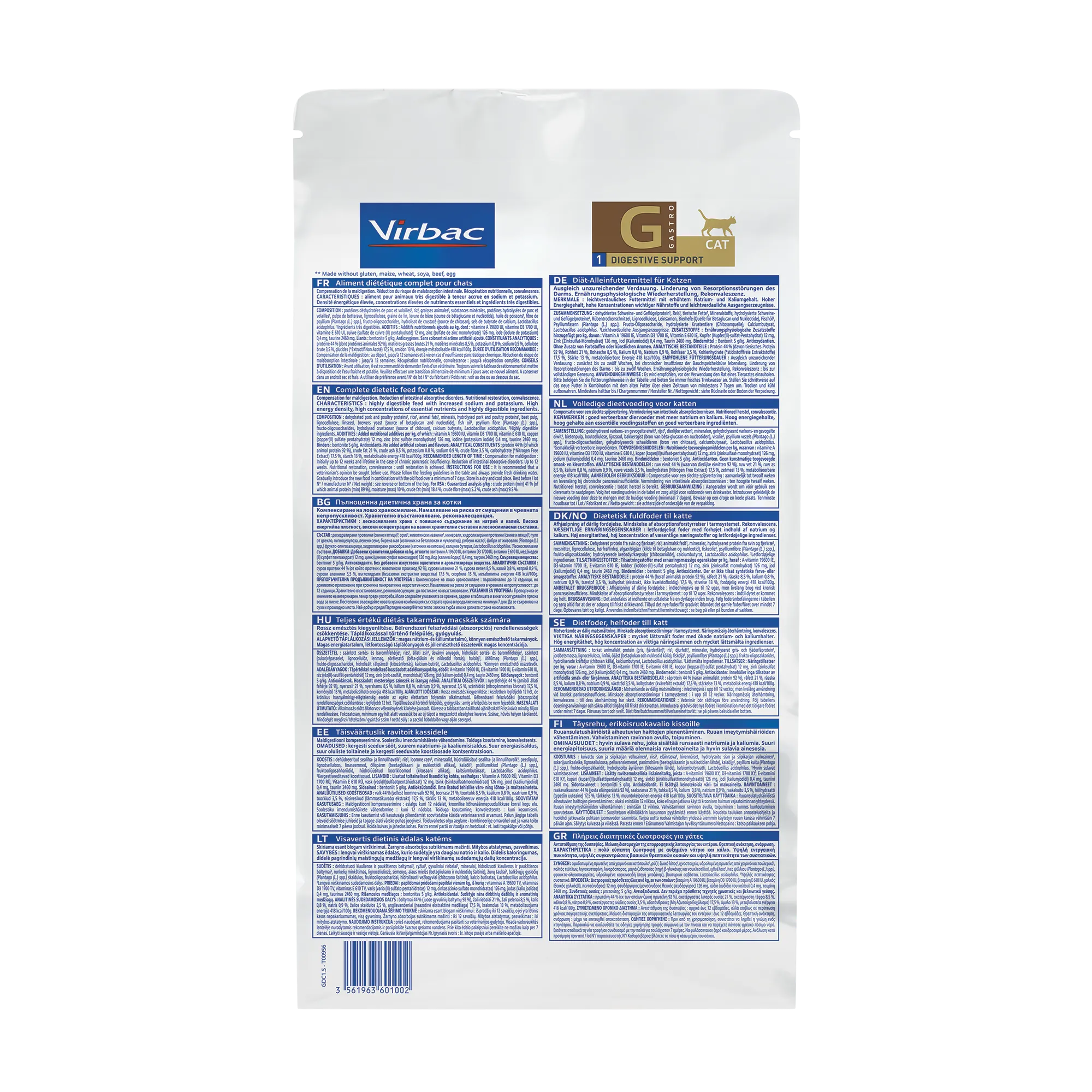 VIRBAC VETERINARY HPM Diététique Gastro Digestive Support Chat