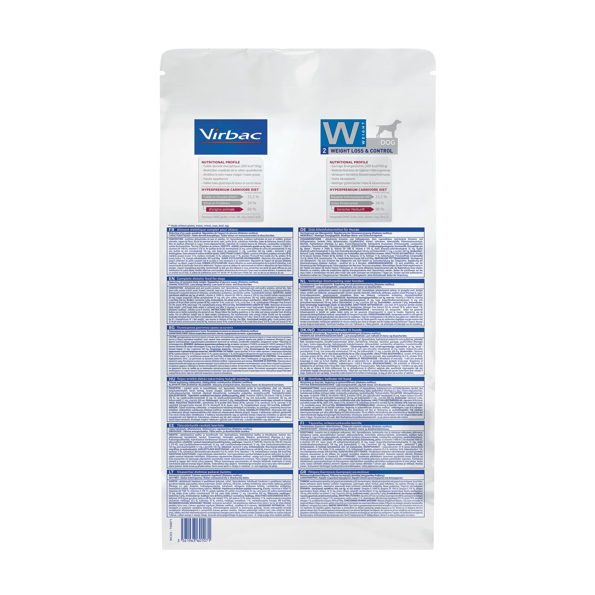 VIRBAC VETERINARY HPM Diététique Weight Loss & Control Chien