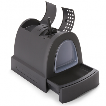 Bac à litière Zuma noir chat