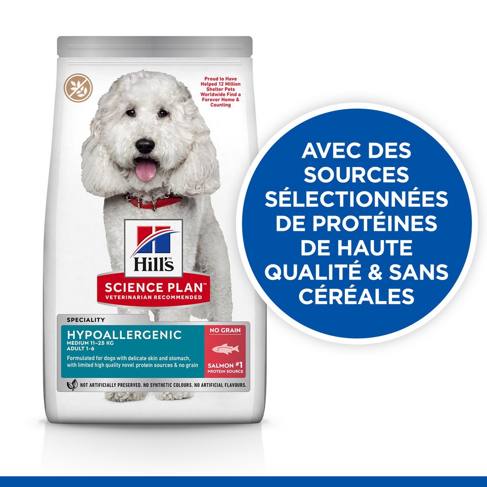 HILL’S Science Plan Hypoallergenic Medium Adult au saumon – Croquettes pour chien