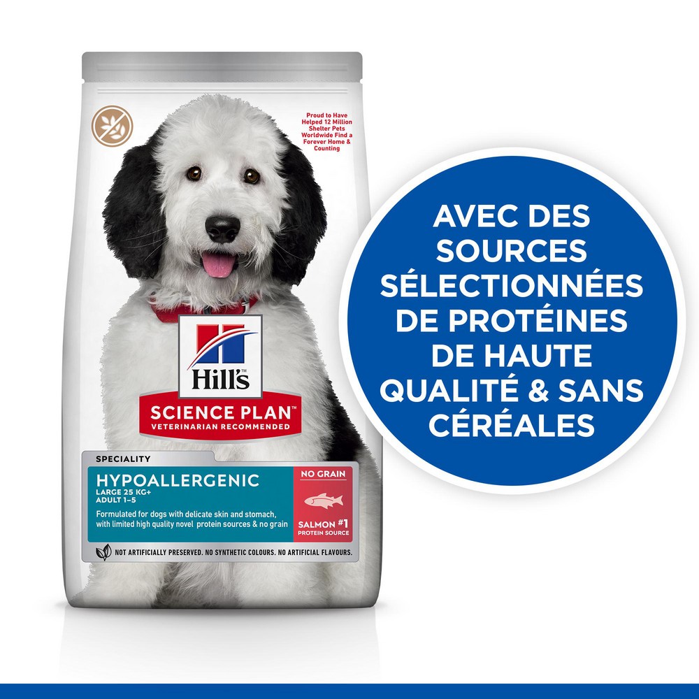 HILL’S Science Plan Hypoallergenic Large Adult au saumon – Croquettes pour chien