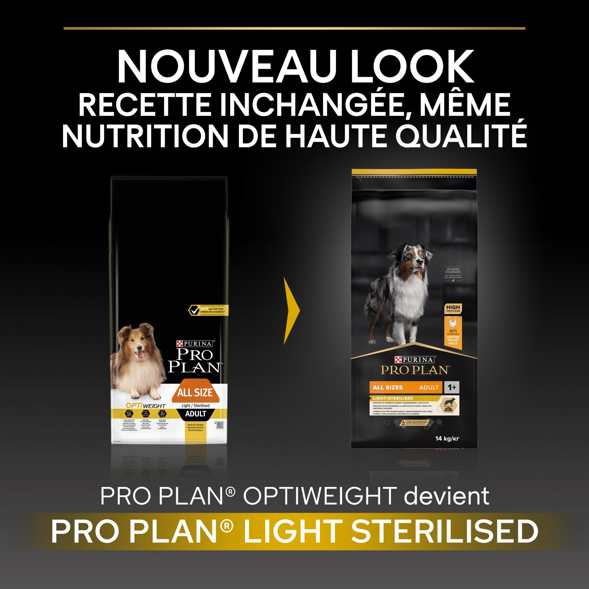 PRO PLAN Light/Sterilised All Sizes Adult au Poulet - Croquettes pour chien