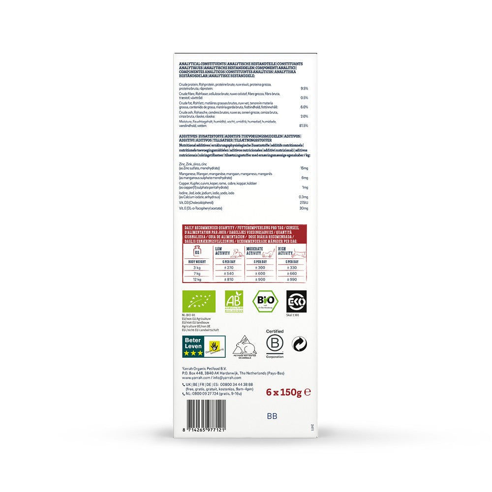 Yarrah pâtées bio - Lot de 6 x 150g