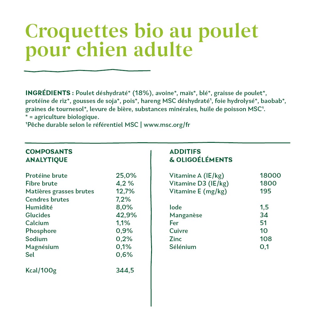 Yarrah croquettes bio pour chien adulte