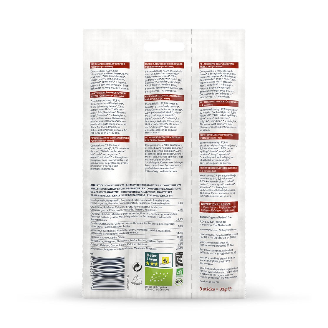 Yarrah sticks à mâcher bio pour chien