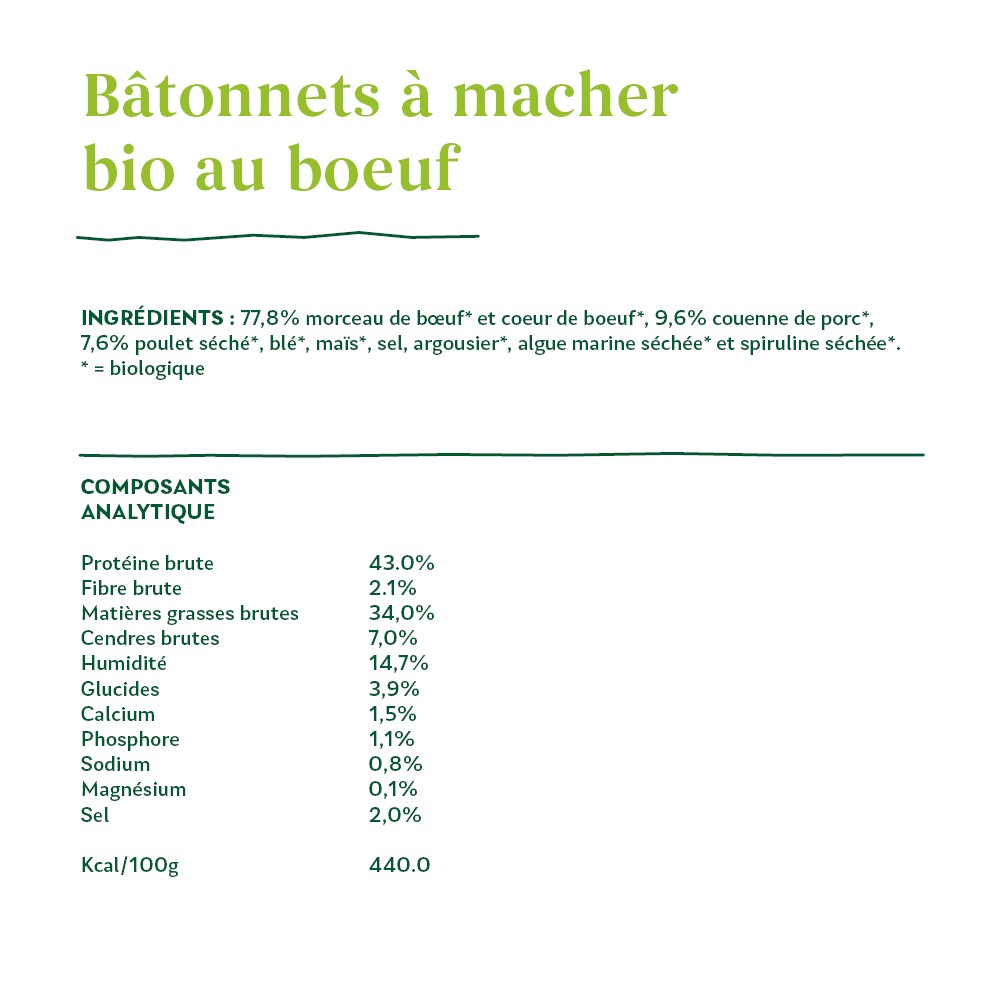 Yarrah sticks à mâcher bio pour chien