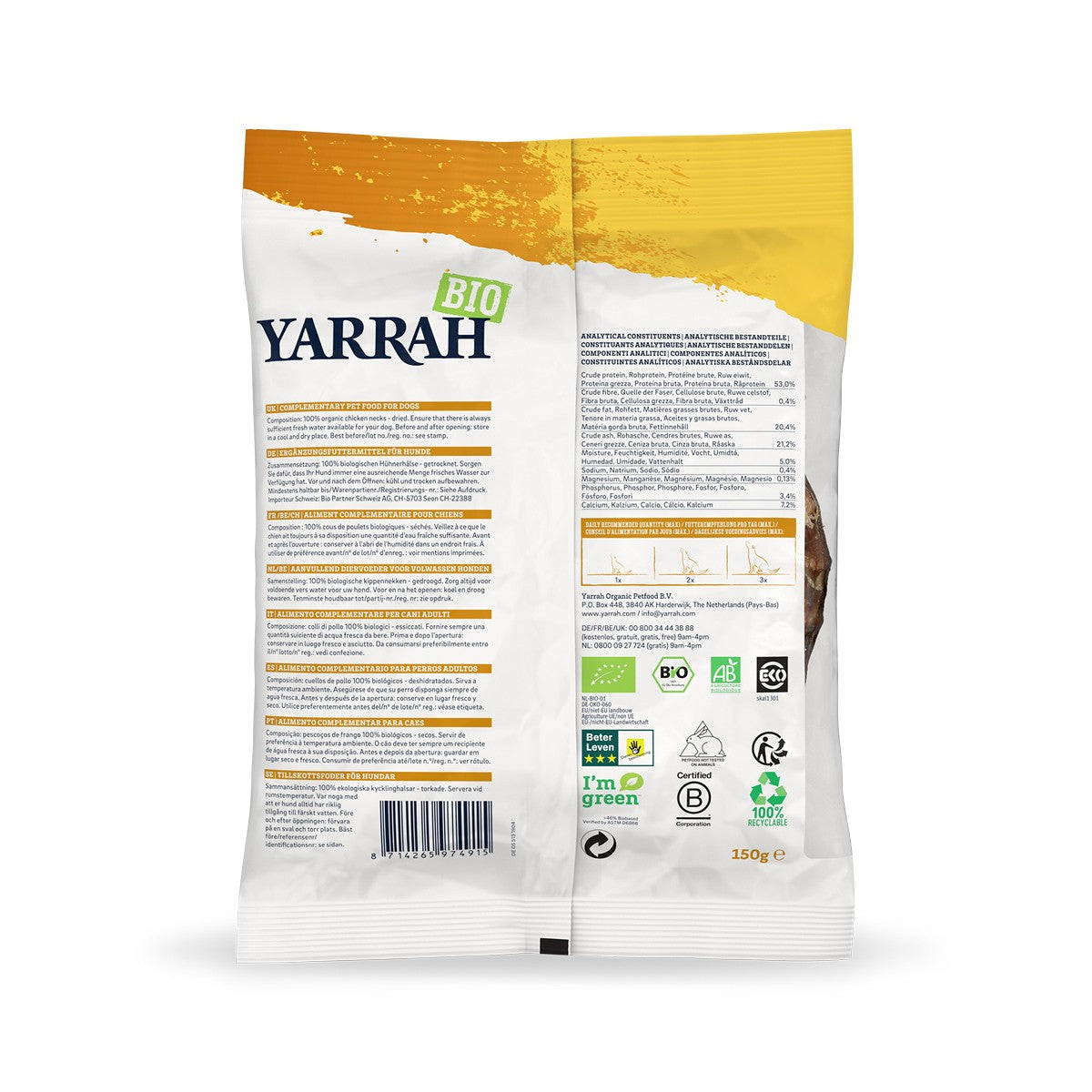 Yarrah cous de poulet bio pour chien
