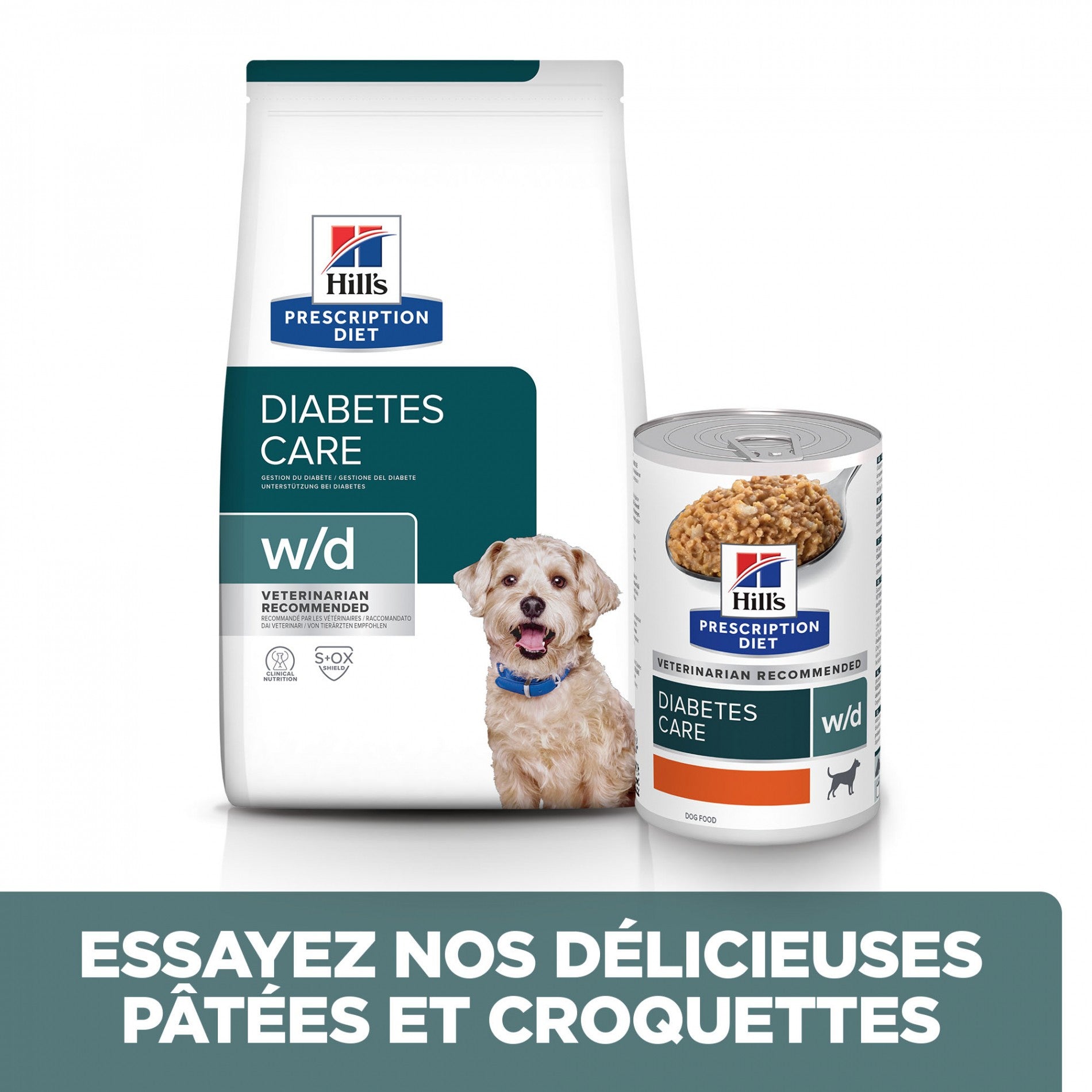 HILL’S Prescription Diet w/d Diabetes Care en Boîtes au Poulet – Pâtée pour chien