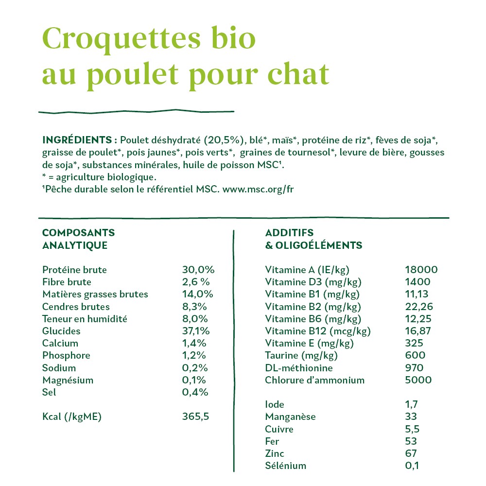 Yarrah croquettes bio pour chat adulte