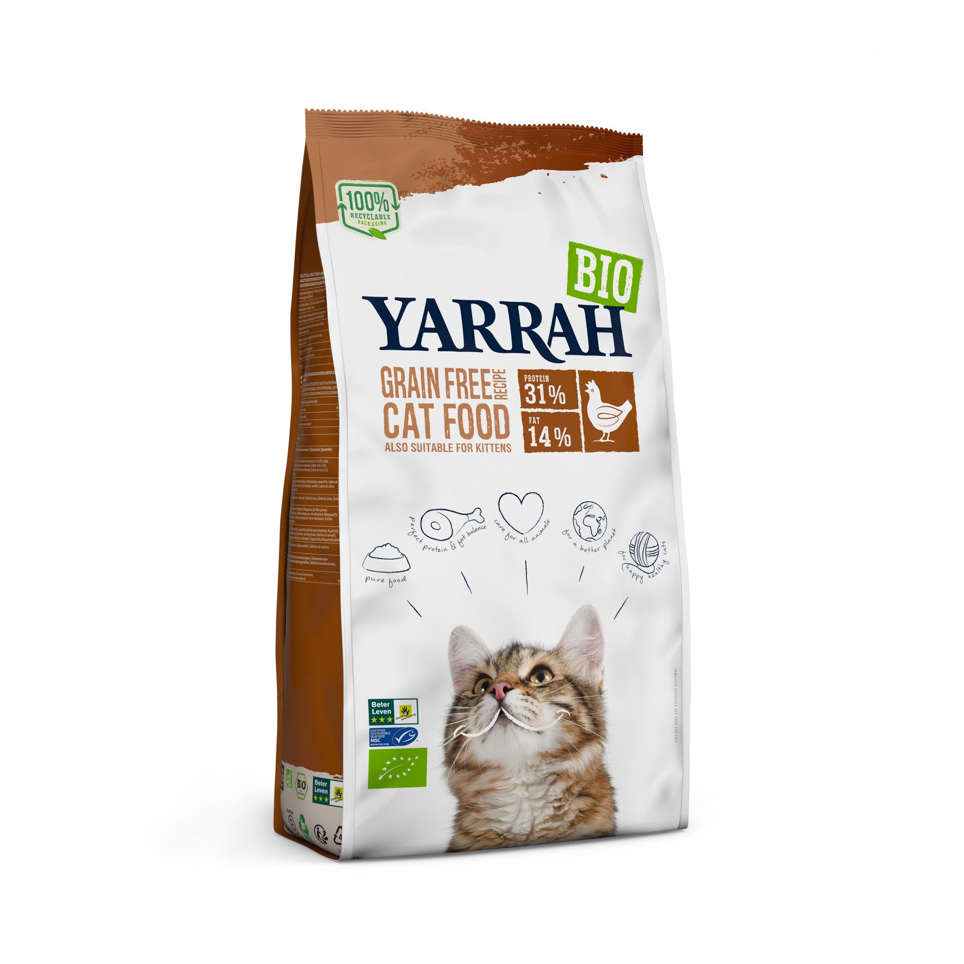 Yarrah croquettes bio sans céréales pour chat adulte