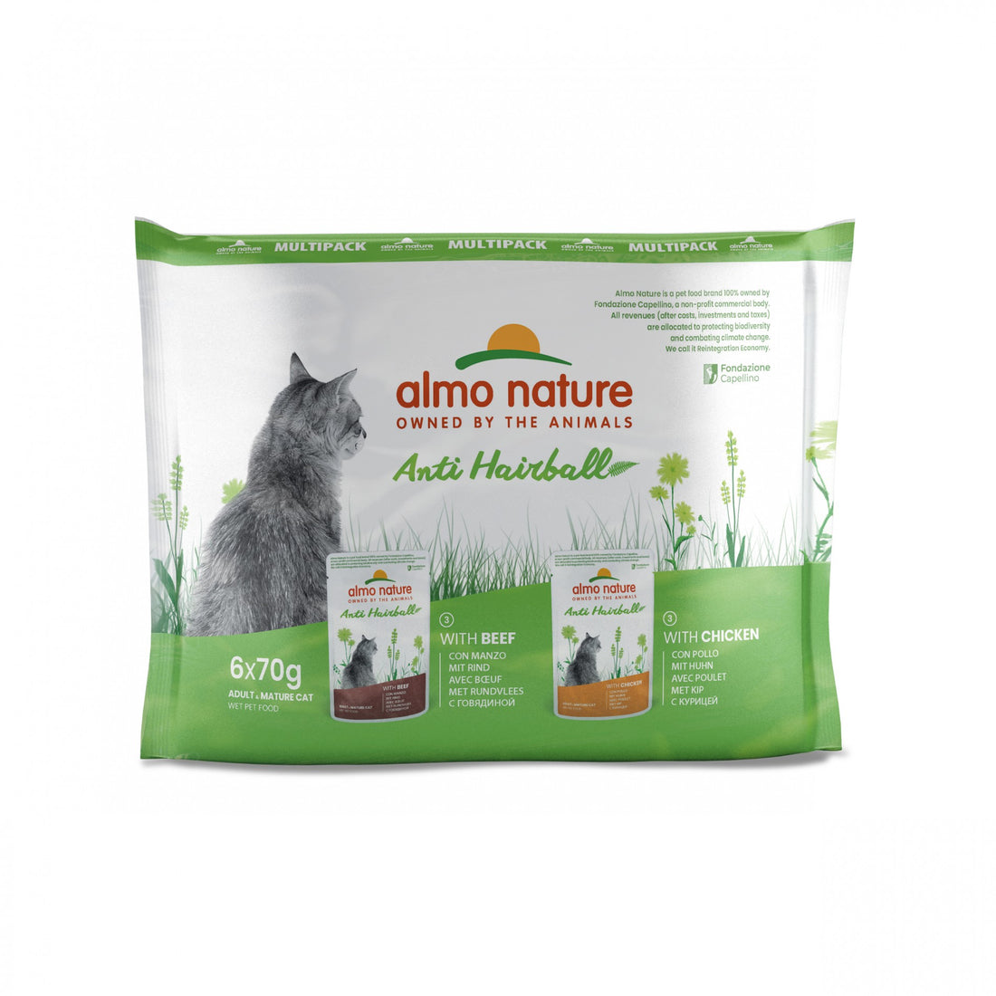 Almo Nature Pâtées Chat Adulte - Holistic Fonctionnel Anti Hairball - 6 x 70 g