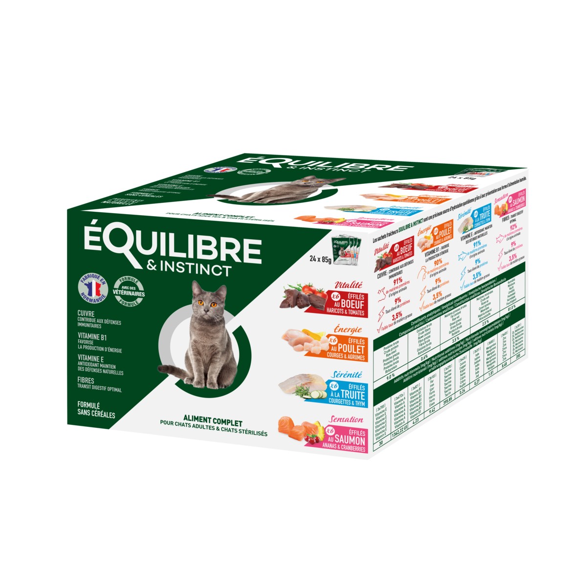 EQUILIBRE & INSTINCT Adulte Stérilisé Effilés Multipack - Lot 24 x 85 g