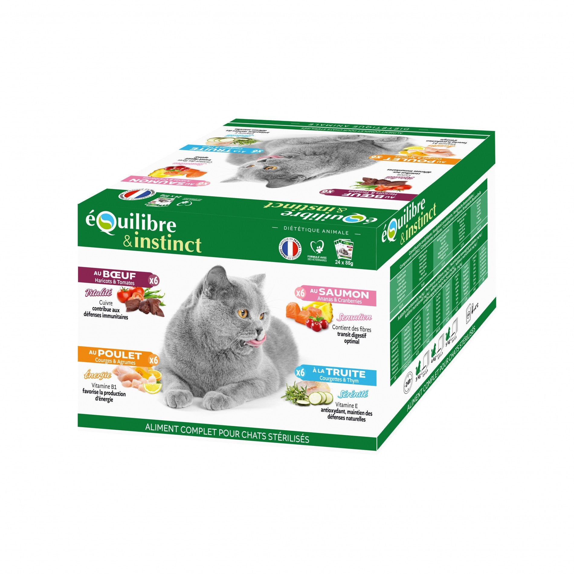 EQUILIBRE & INSTINCT Adulte Stérilisé Effilés Multipack - Lot 24 x 85 g