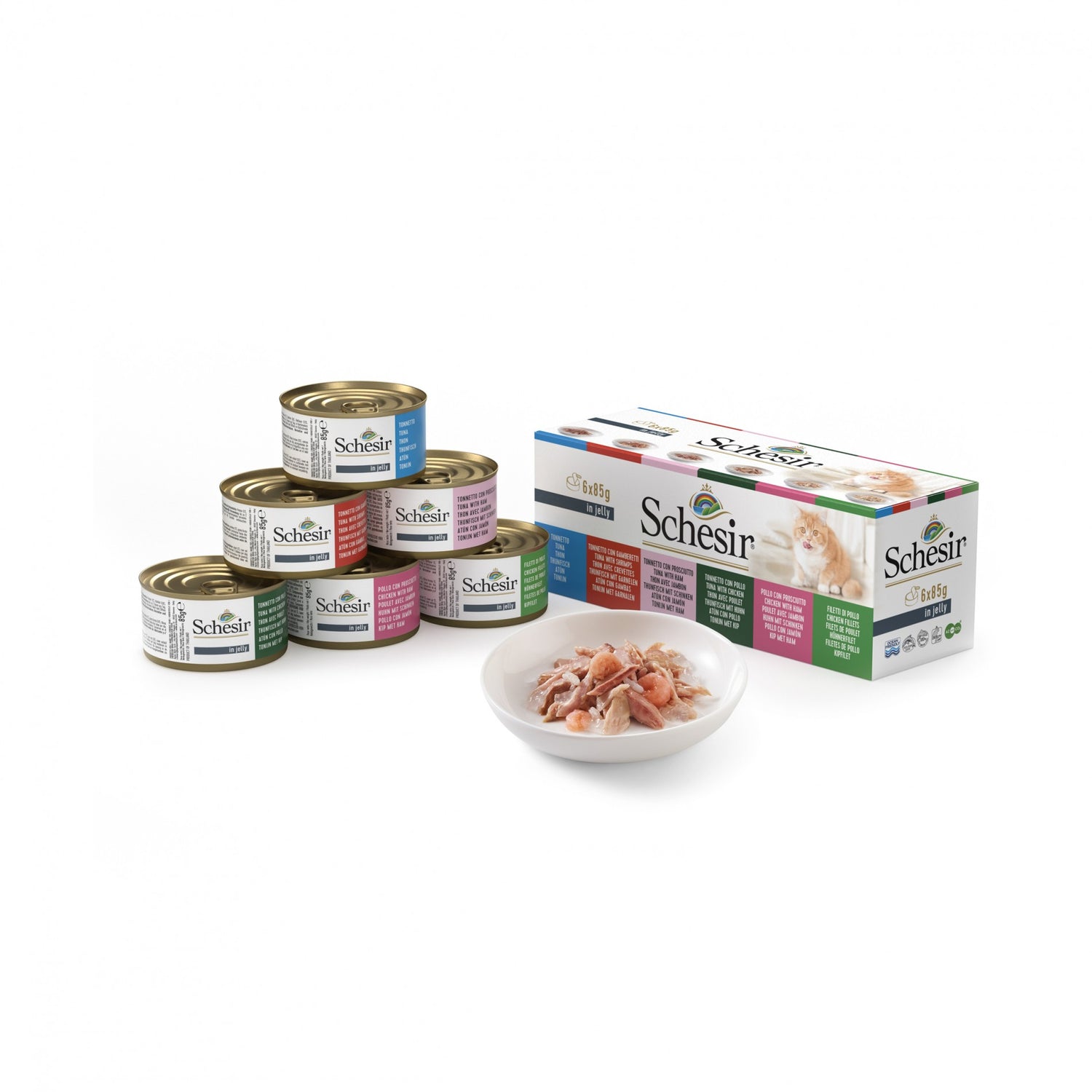 Schesir Pâtées multipack 6 saveurs en gelée - 6 x 85 g