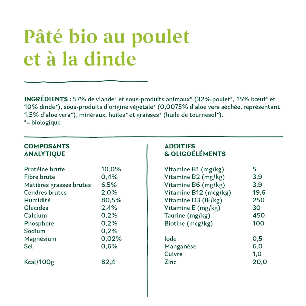 Yarrah pâtée bio sans céréales - Lot 16 x 100g