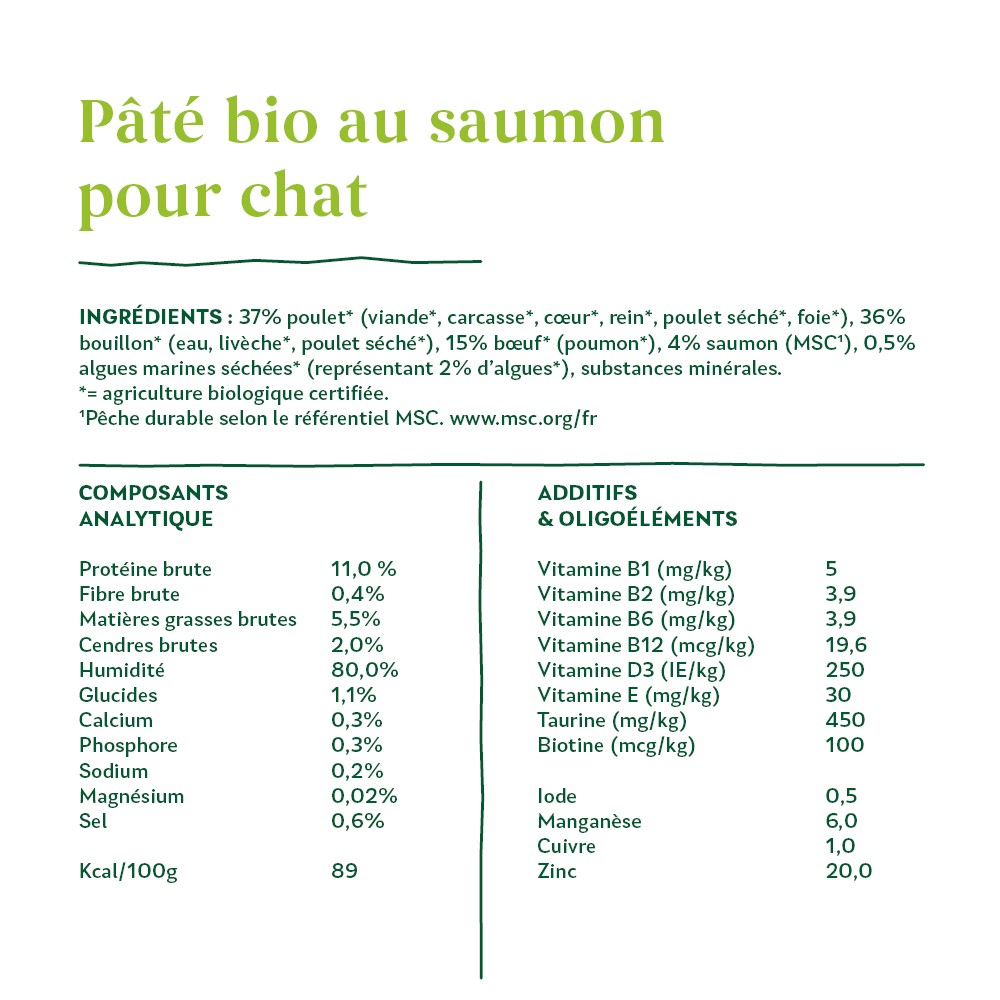 Yarrah pâtée bio sans céréales - Lot 16 x 100g