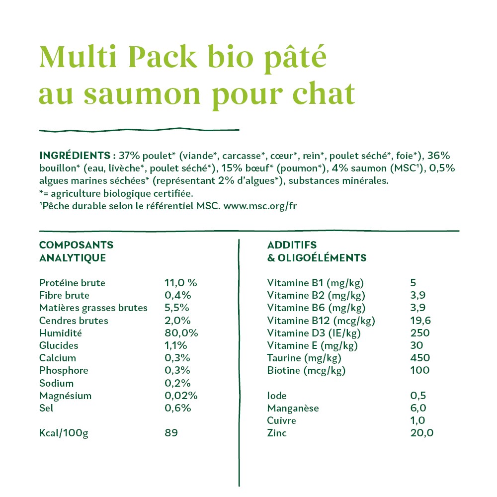 Yarrah pâtées bio - Lot 8 x 100g