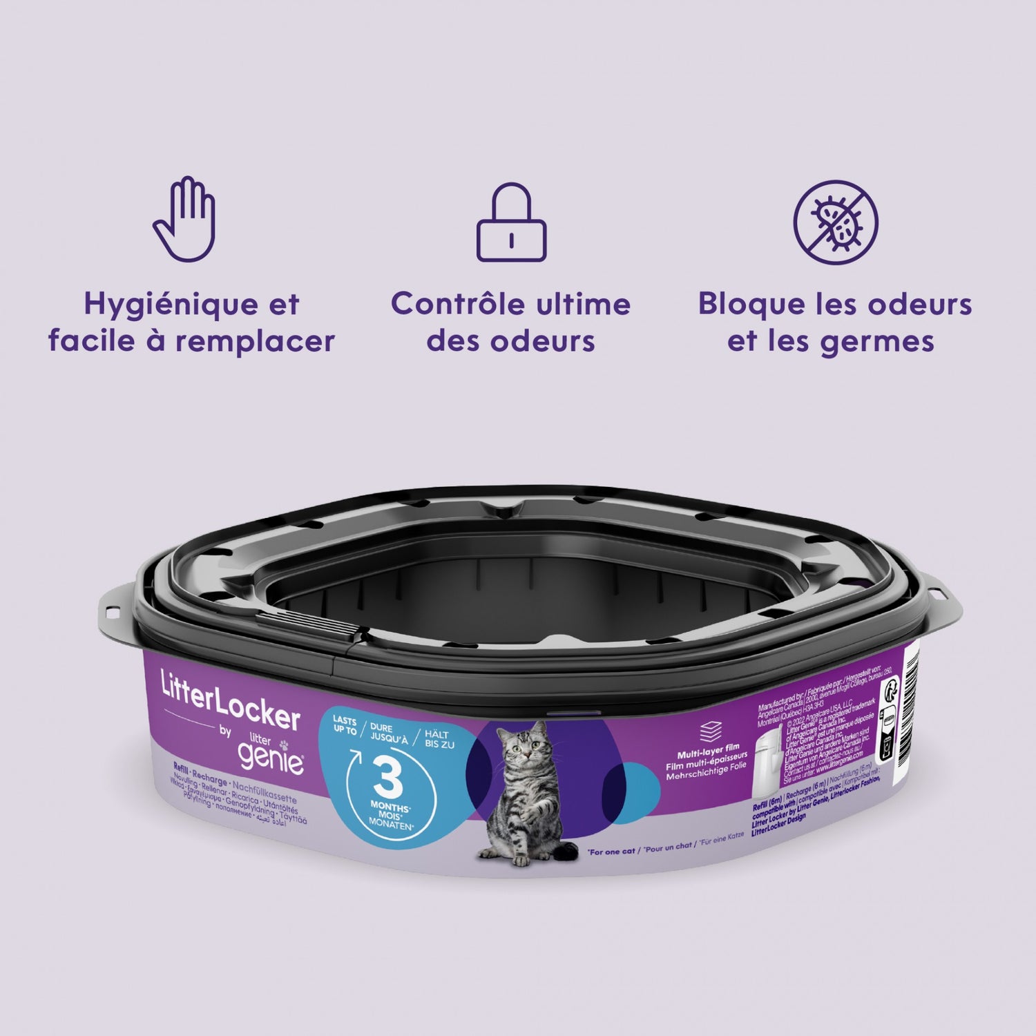 Recharge octogonale pour poubelle Litter Locker Fashion & Litter Genie