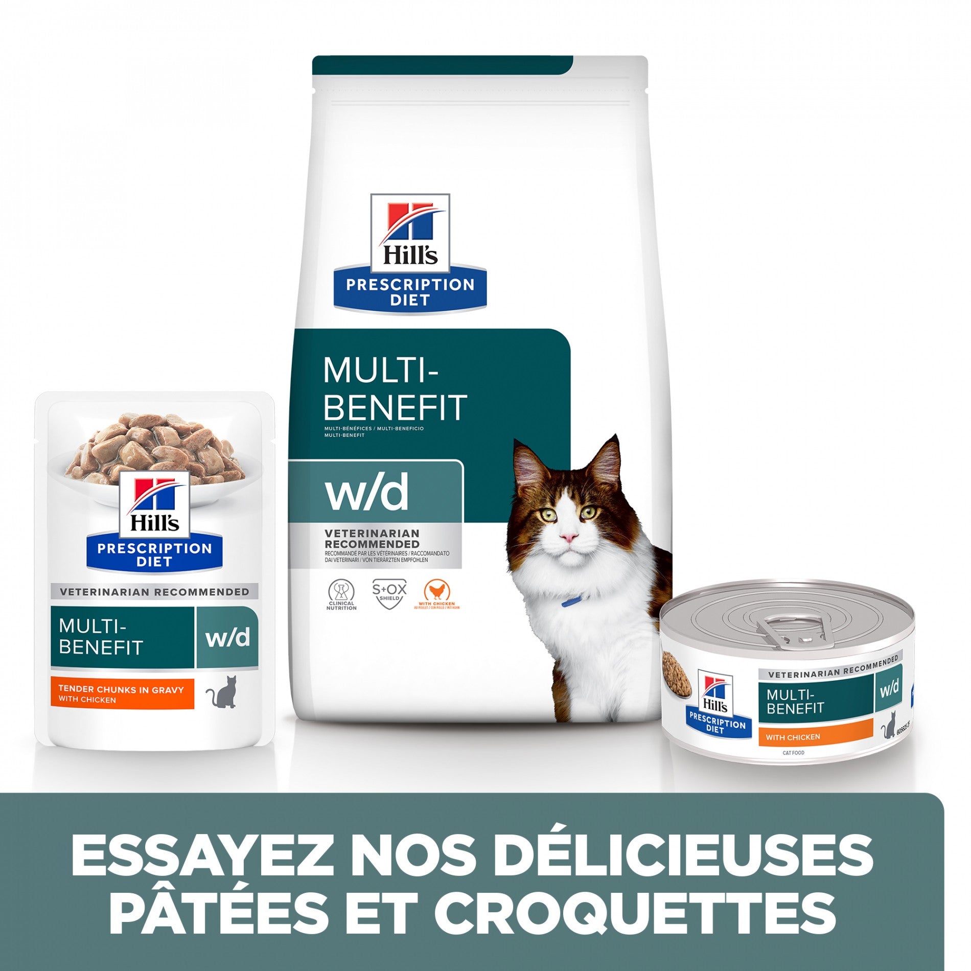HILL’S Prescription Diet w/d Mutli-Benefit en Sachets au Poulet – Pâtée pour chat