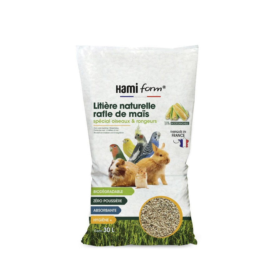 Litière naturelle en rafle de maïs