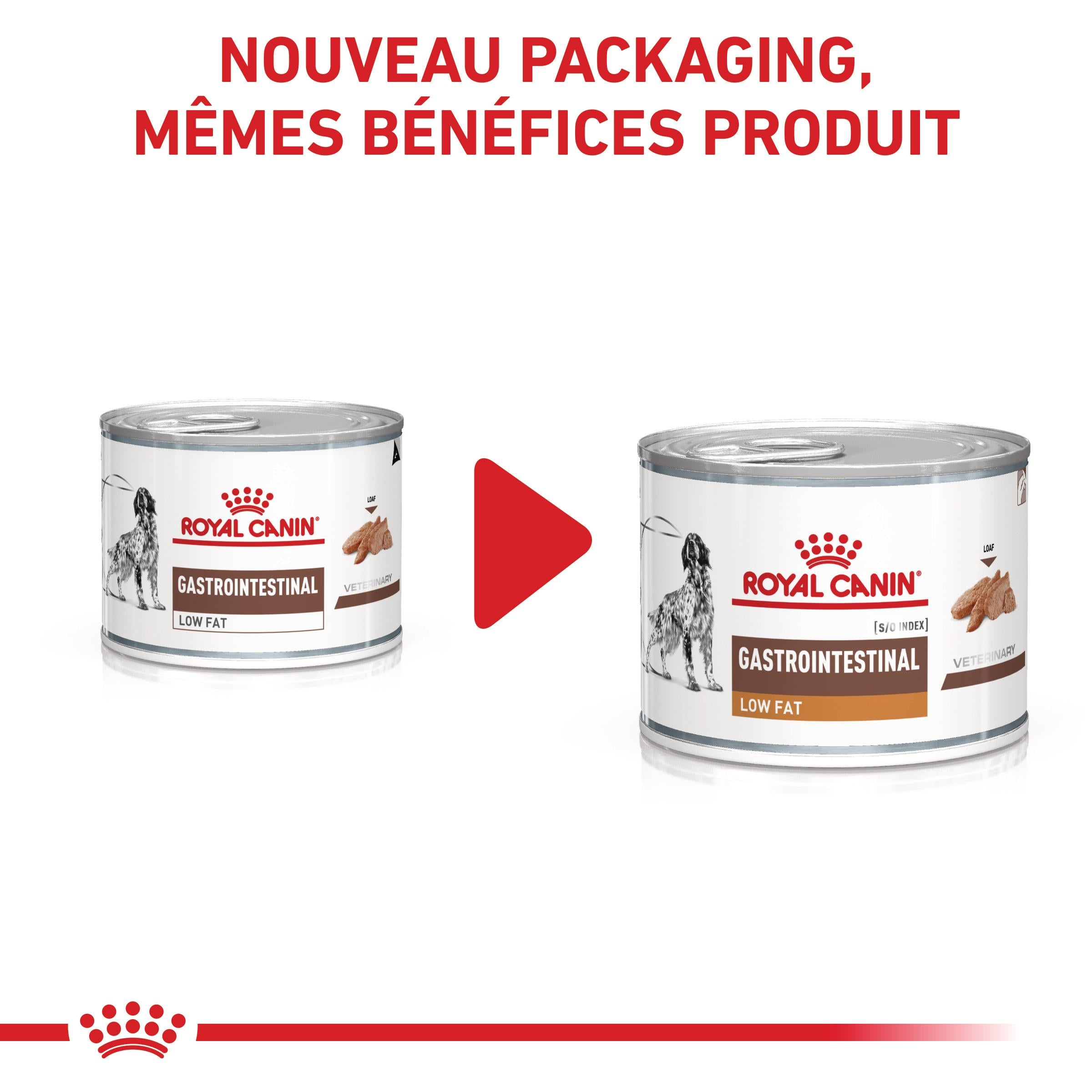 ROYAL CANIN Veterinary Gastrointestinal Low Fat en mousse - Pâtée pour chien
