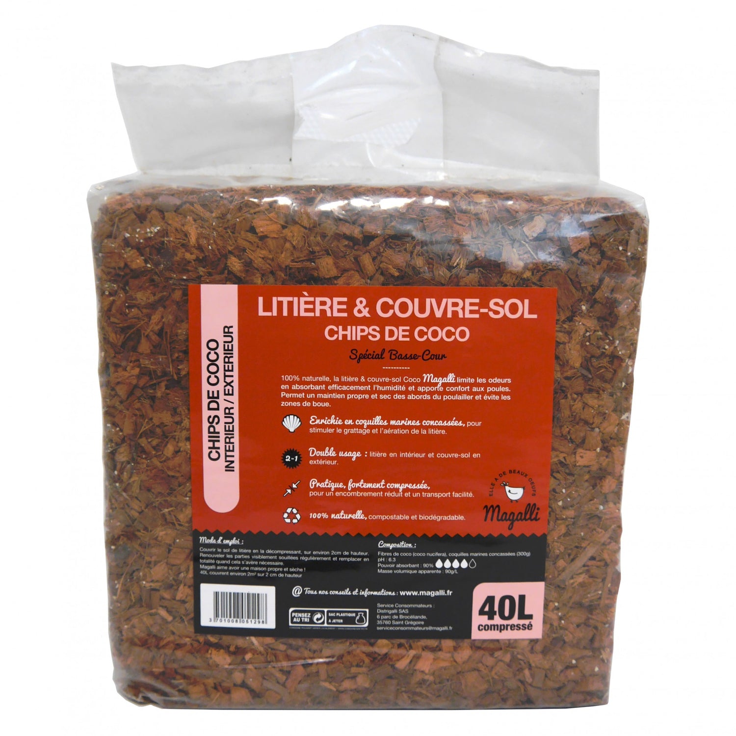 Litière et couvre-sol chips de coco