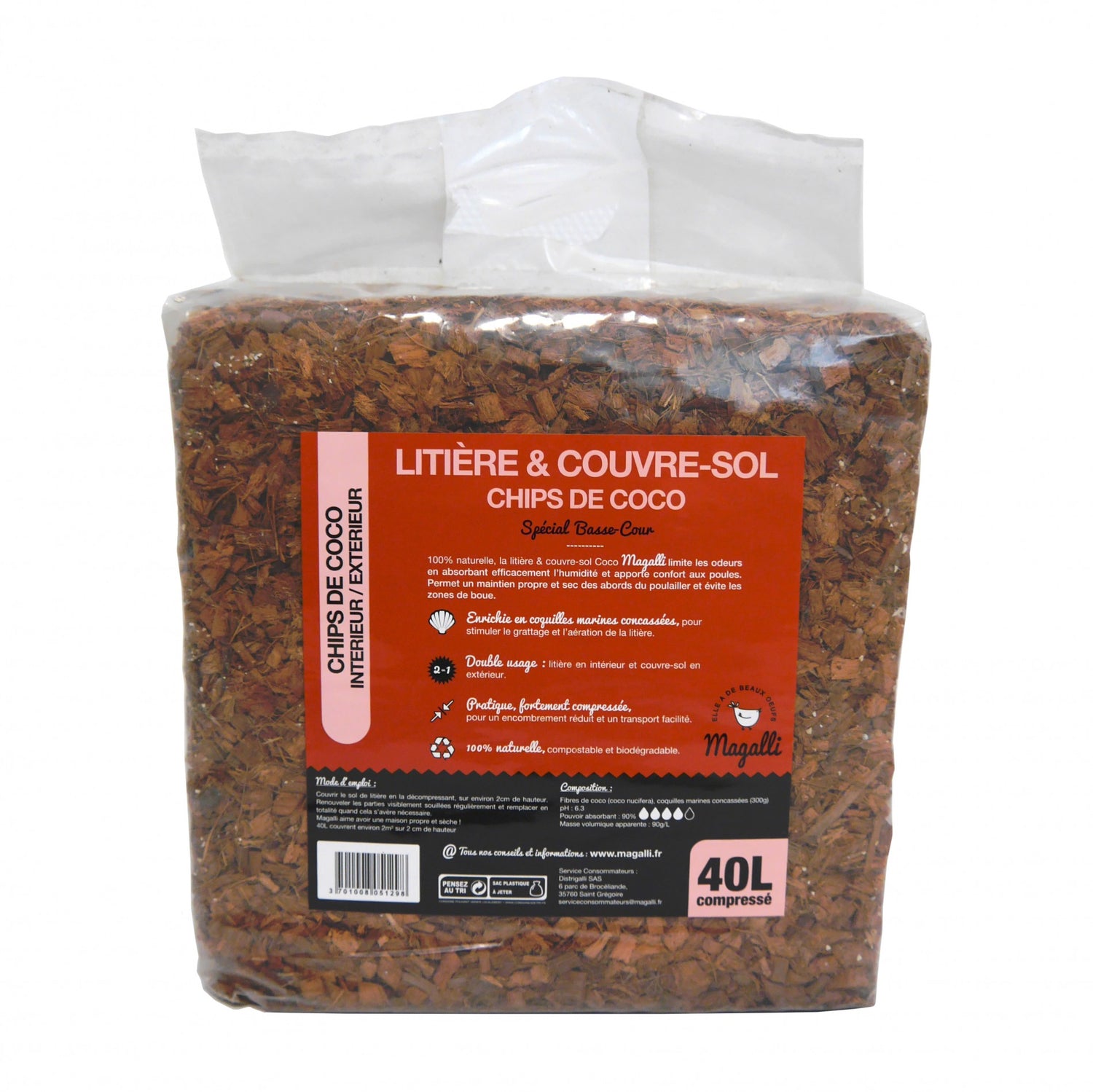 Litière et couvre-sol chips de coco