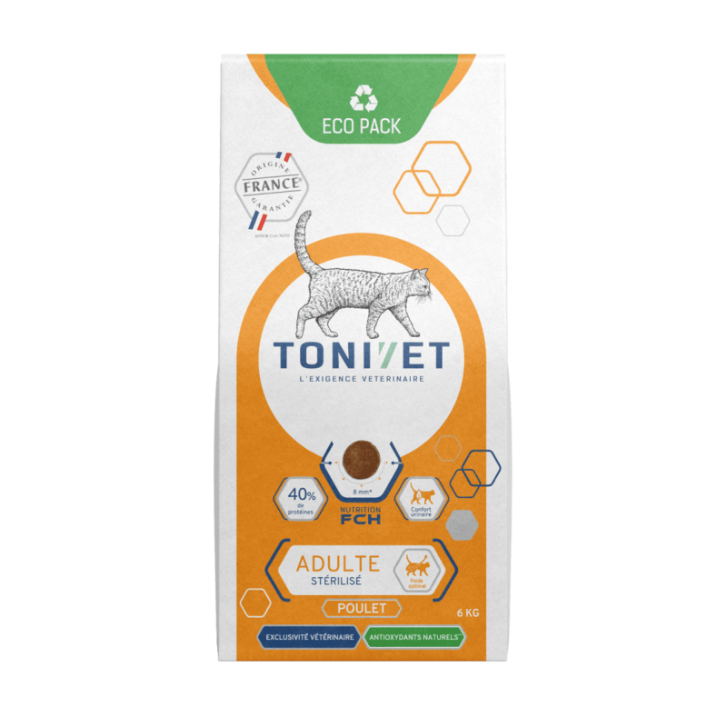 Tonivet adult stérilisé poulet - croquettes chat