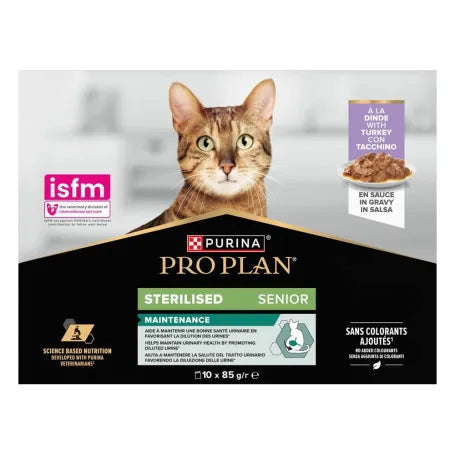 "Pro Plan Chat Senior Stérilisé – Dinde 10 x 85 g"