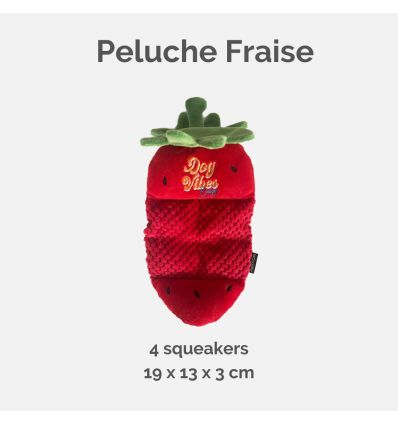 Jouet peluche plate fraise - Chien