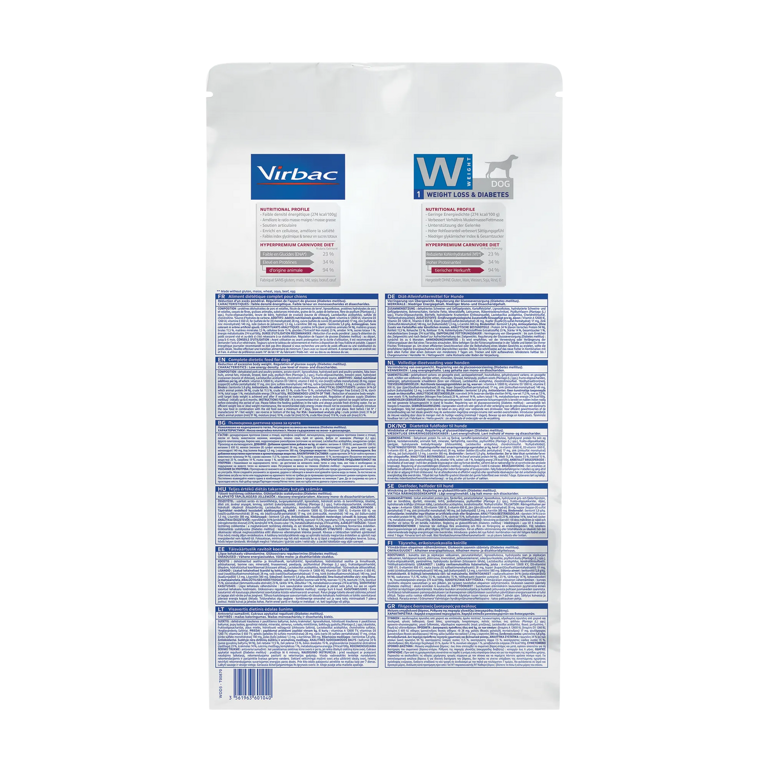 VIRBAC VETERINARY HPM Diététique Weight Loss &amp; Diabetes Chien