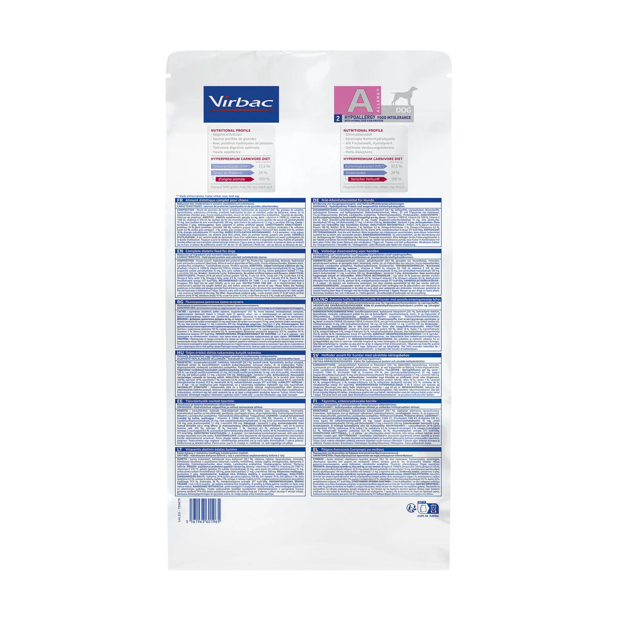 Virbac Veterinary HPM Diététique Hypoallergy Food Intolerance - croquettes chien