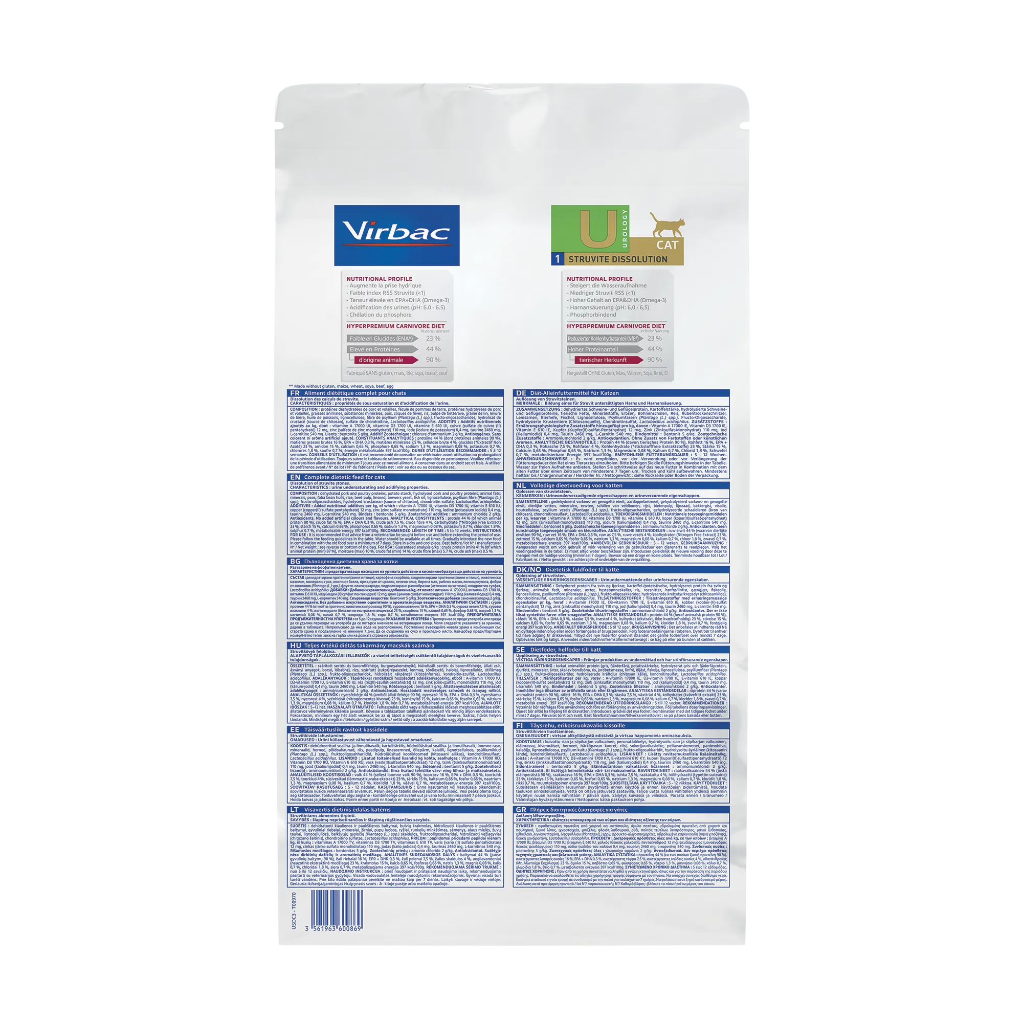 VIRBAC VETERINARY HPM Diététique Urology Struvite Dissolution