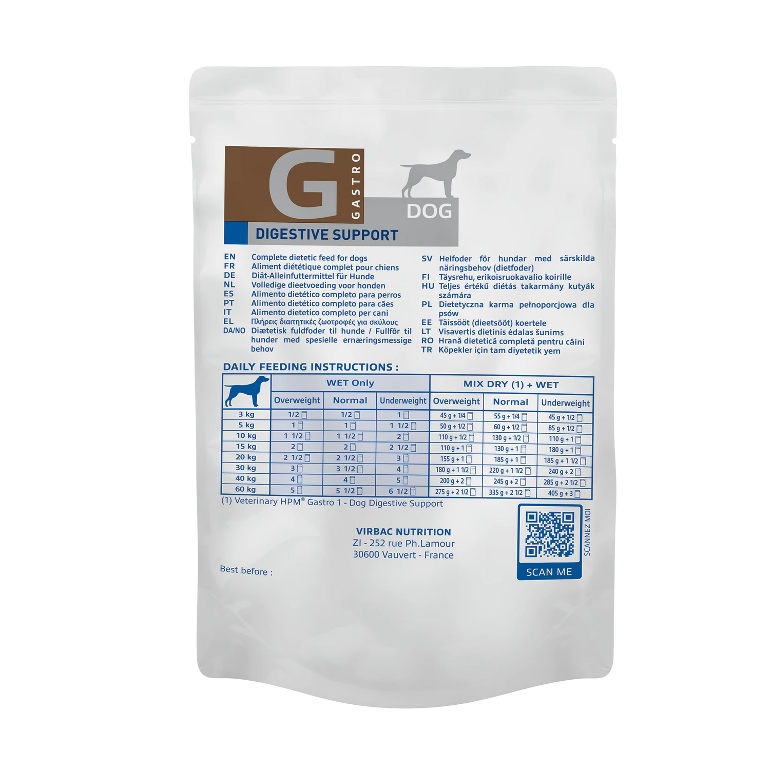 Mousse pour chien recommandée en cas de  * Compensations de mal-absorption / mal-digestion • Réduction des troubles digestifs • Insuffisance pancréatique exocrine chronique, • Récupération nutritionnelle • Convalescence