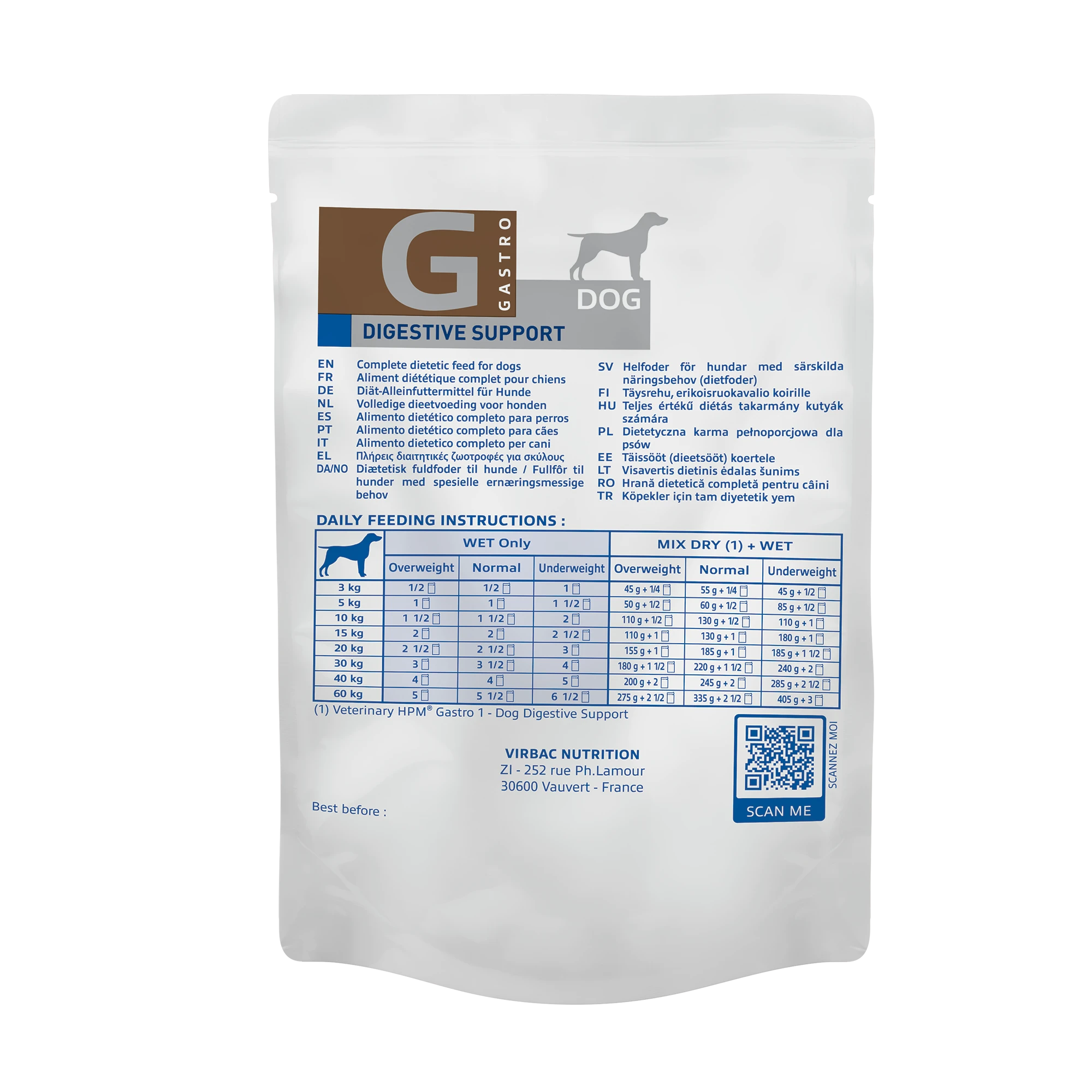 Mousse pour chien recommandée en cas de  * Compensations de mal-absorption / mal-digestion • Réduction des troubles digestifs • Insuffisance pancréatique exocrine chronique, • Récupération nutritionnelle • Convalescence