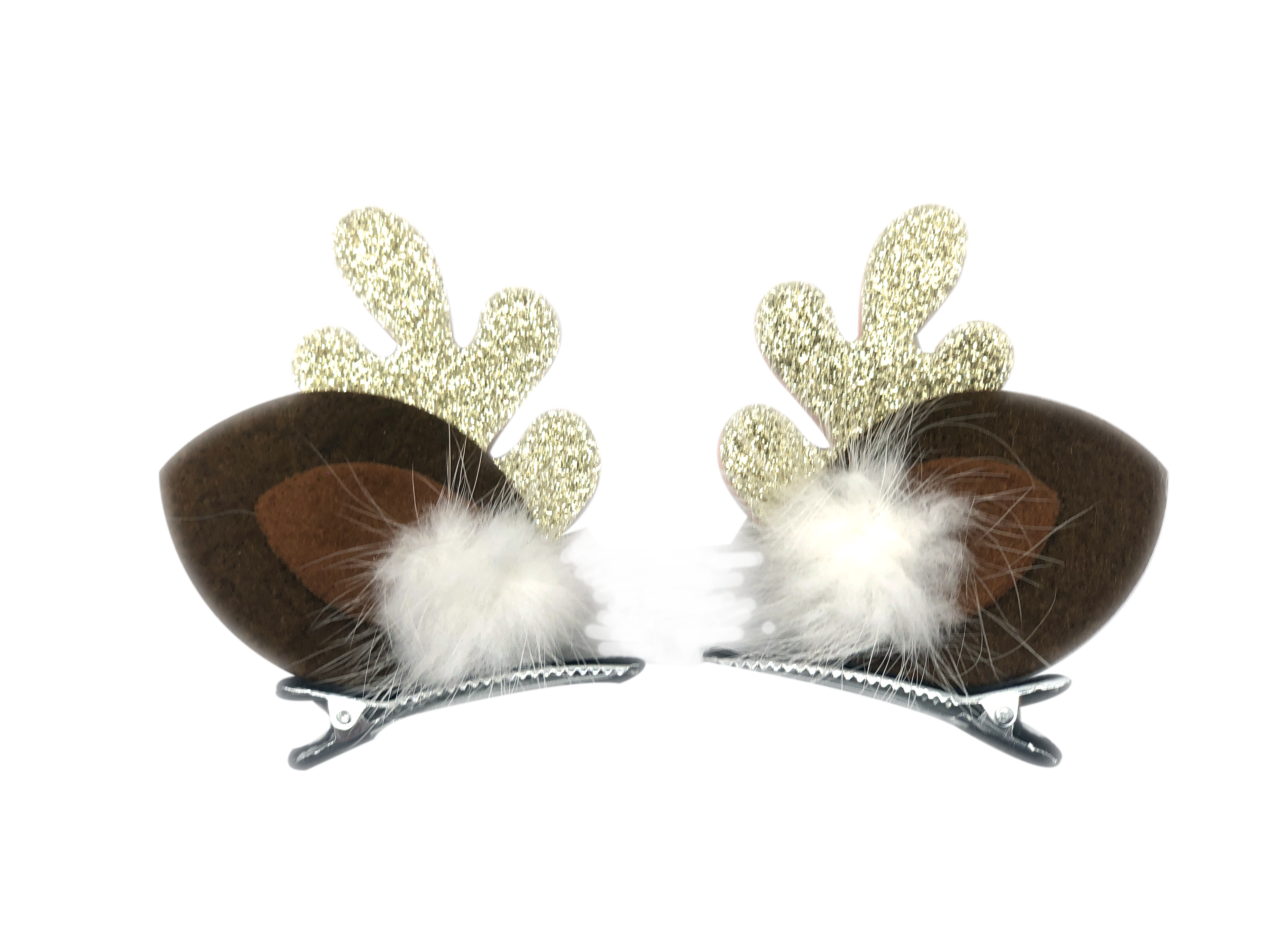 Barrette bois de Renne Noel paillettes
