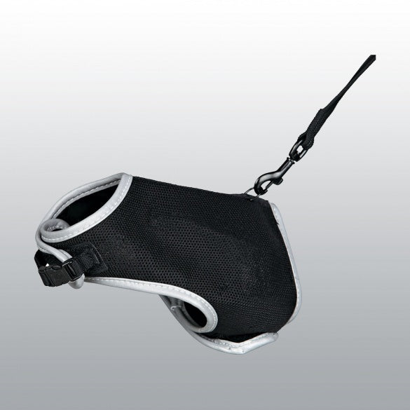 Harnais soft XXL noir avec laisse pour chat