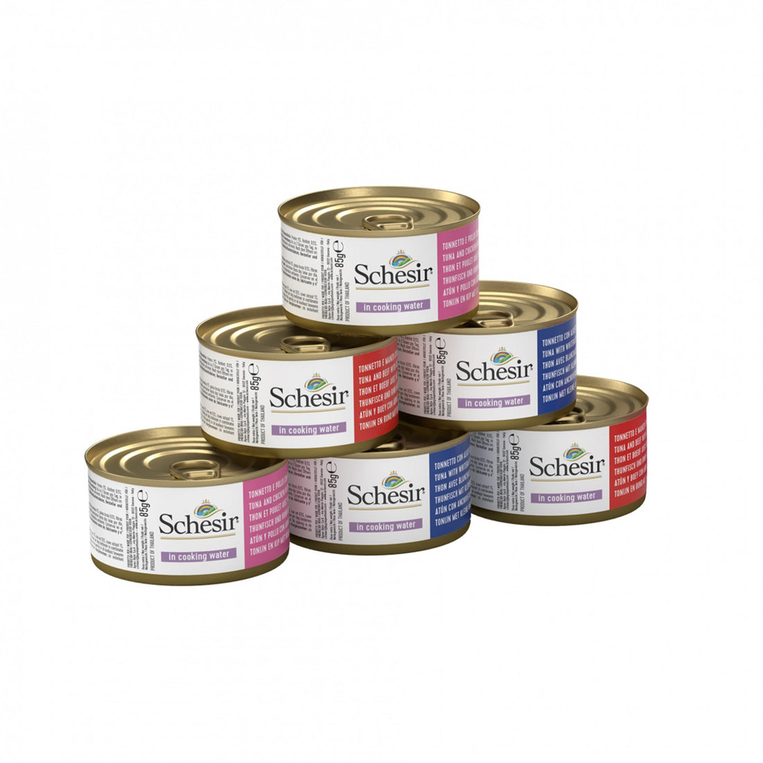 Schesir Pâtées multipack 3 saveurs au naturel - 6 x 85 g