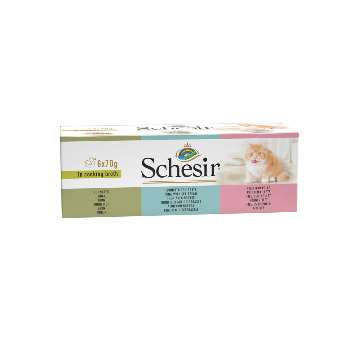 Schesir Pâtées multipack 3 saveurs bouillon - 6 x 70 g