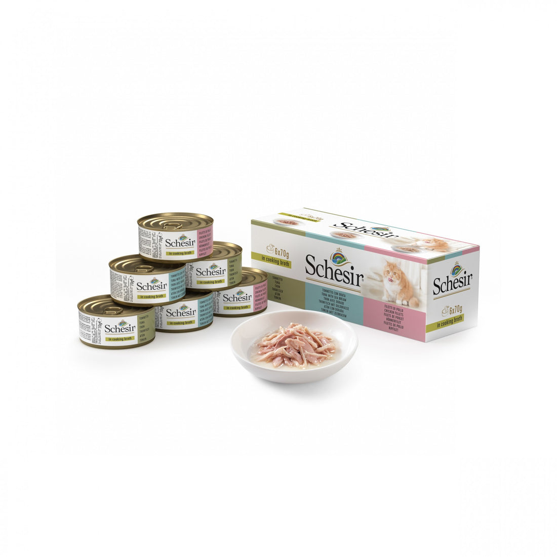 Schesir Pâtées multipack 3 saveurs bouillon - 6 x 70 g