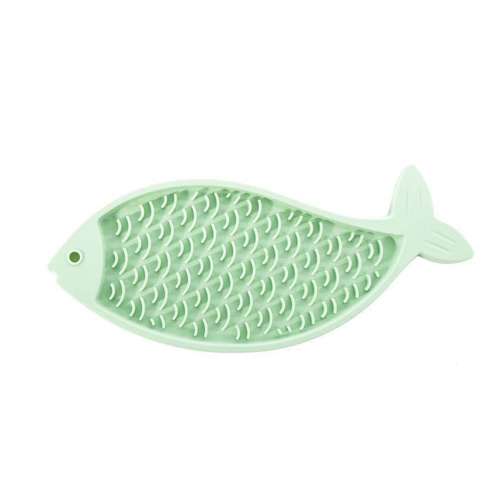 Tapis lechage poisson silicone vert