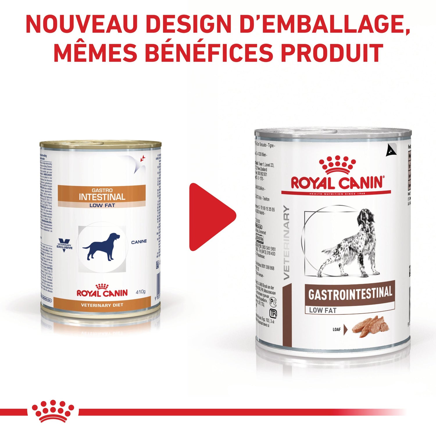 ROYAL CANIN Veterinary Gastrointestinal Low Fat en mousse - Pâtée pour chien