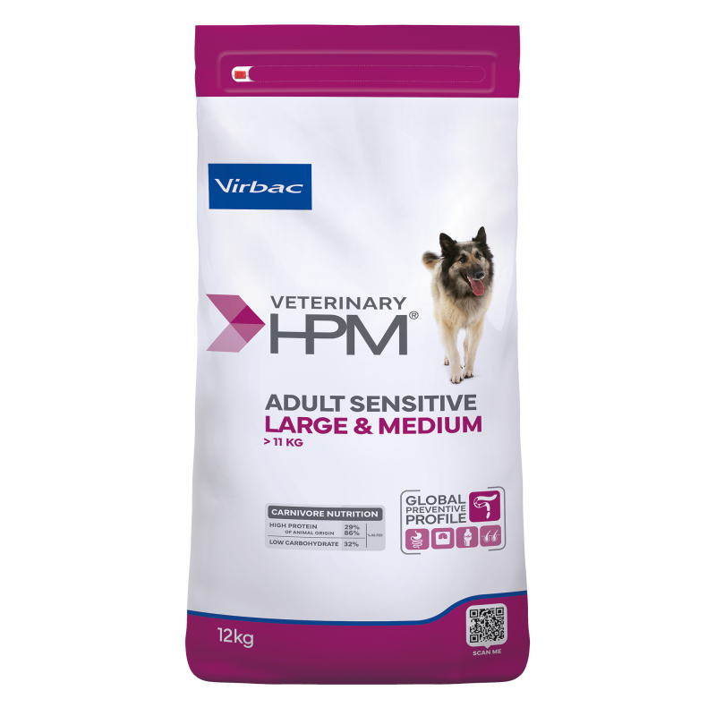Veterinary HPM Adult Sensitive Large &amp; Medium Dog - croquettes chien