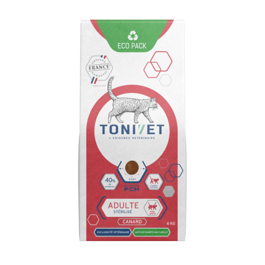 Tonivet Chat Adulte Sterilisé Canard Croquette Pour Chat