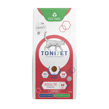Tonivet adult stérilisé canard - croquettes chat