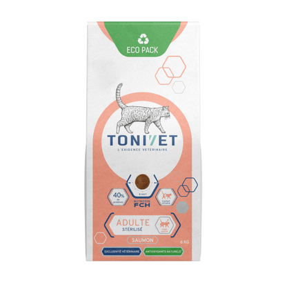 Tonivet adult stérilisé saumon - croquettes chat