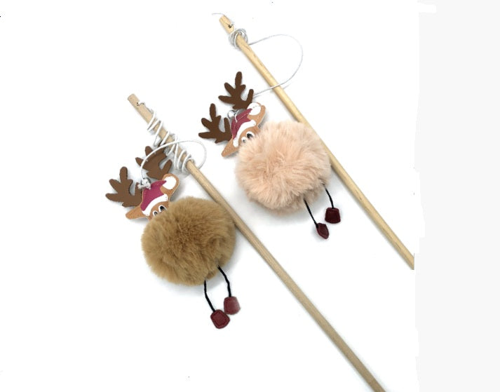 Canne à pêche de Noel peluche Renne 70 cm