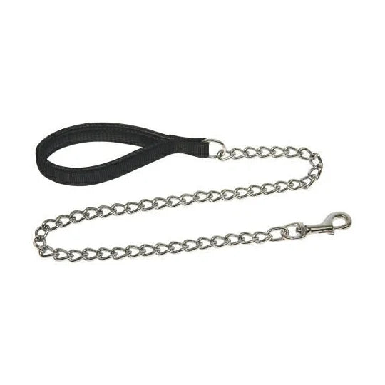 Laisse nylon poignée chaîne noire - Chien