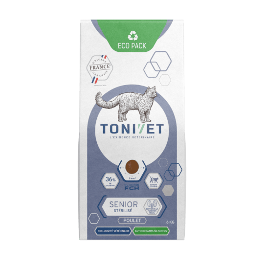 Tonivet Stérilisé Poulet Croquette Pour Chat Senior