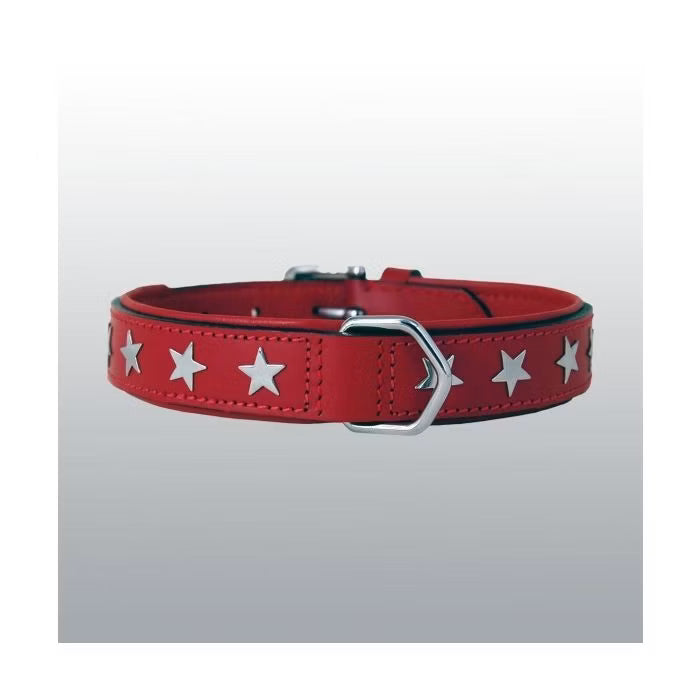 Collier cuir rouge étoile 20mm chien